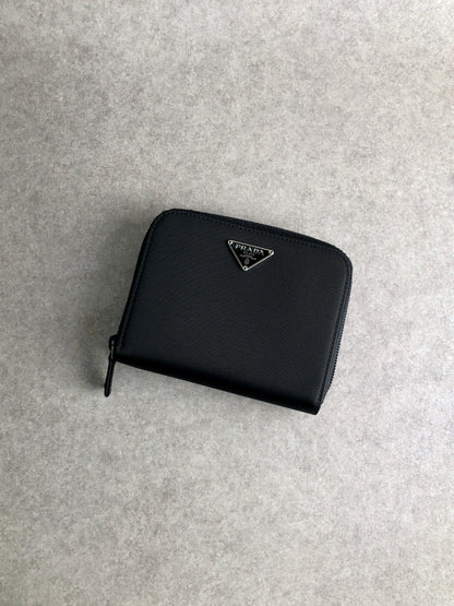 PRADA Triangle Logo Folded Wallet Black Vintage anxsdp