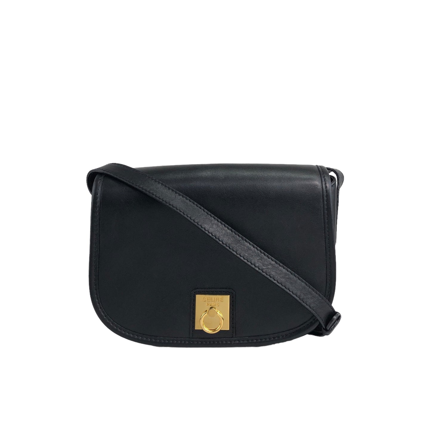 CELINE Gancini Shoulder bag Black Vintage hpbtja