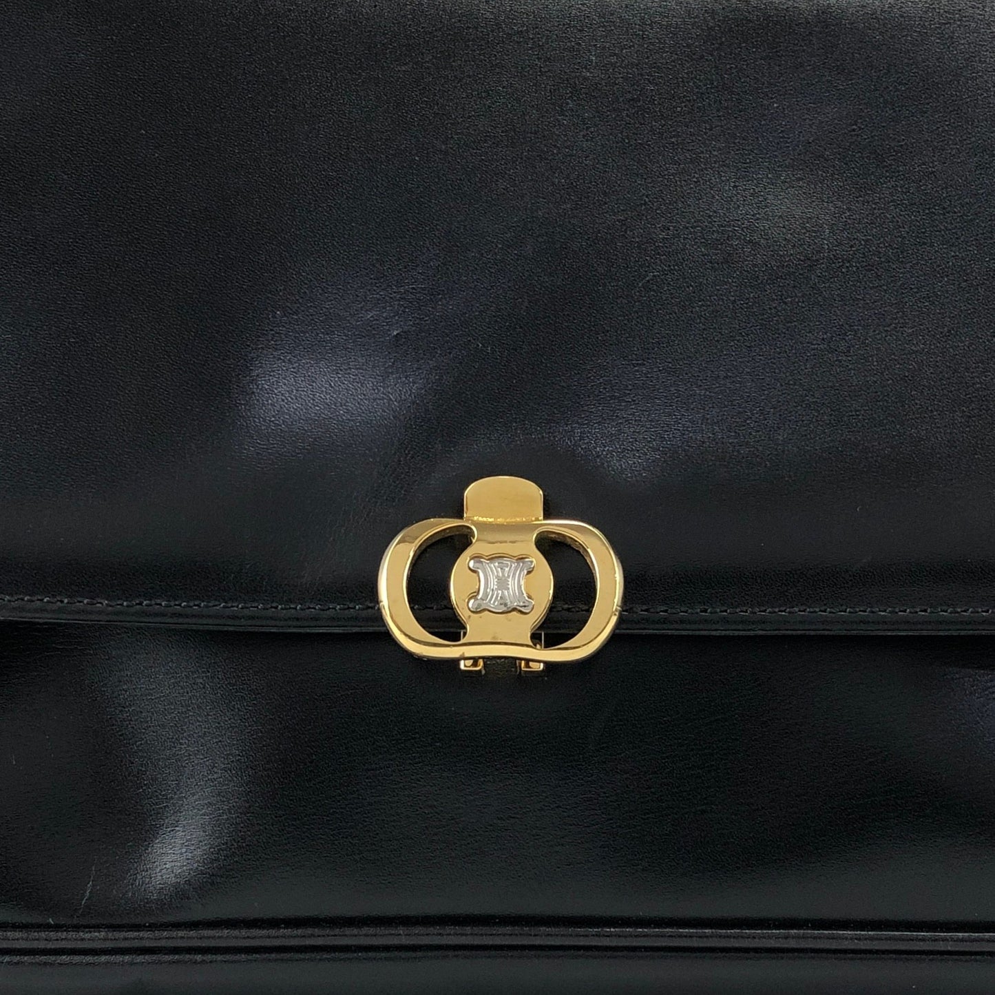 CELINE Blason Chain Shoulder bag Black Vintage gpayic