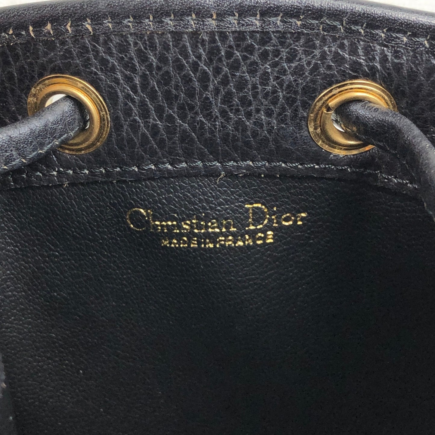 Christian Dior CD Logo Drawstring Small Handbag Black Vintage 8u4aph