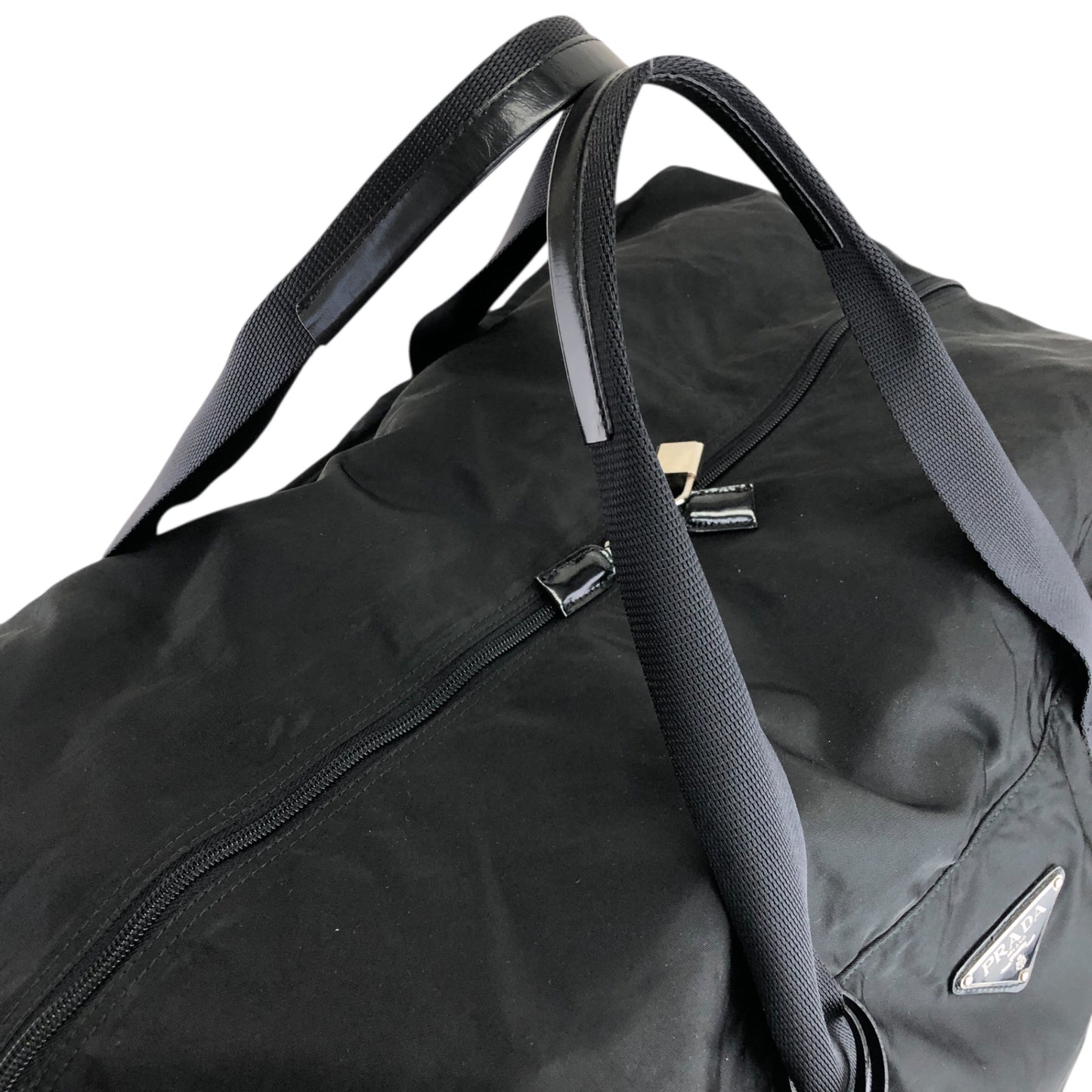 PRADA Tessuto Triangle Logo Boston bag Black Vintage ukxscf