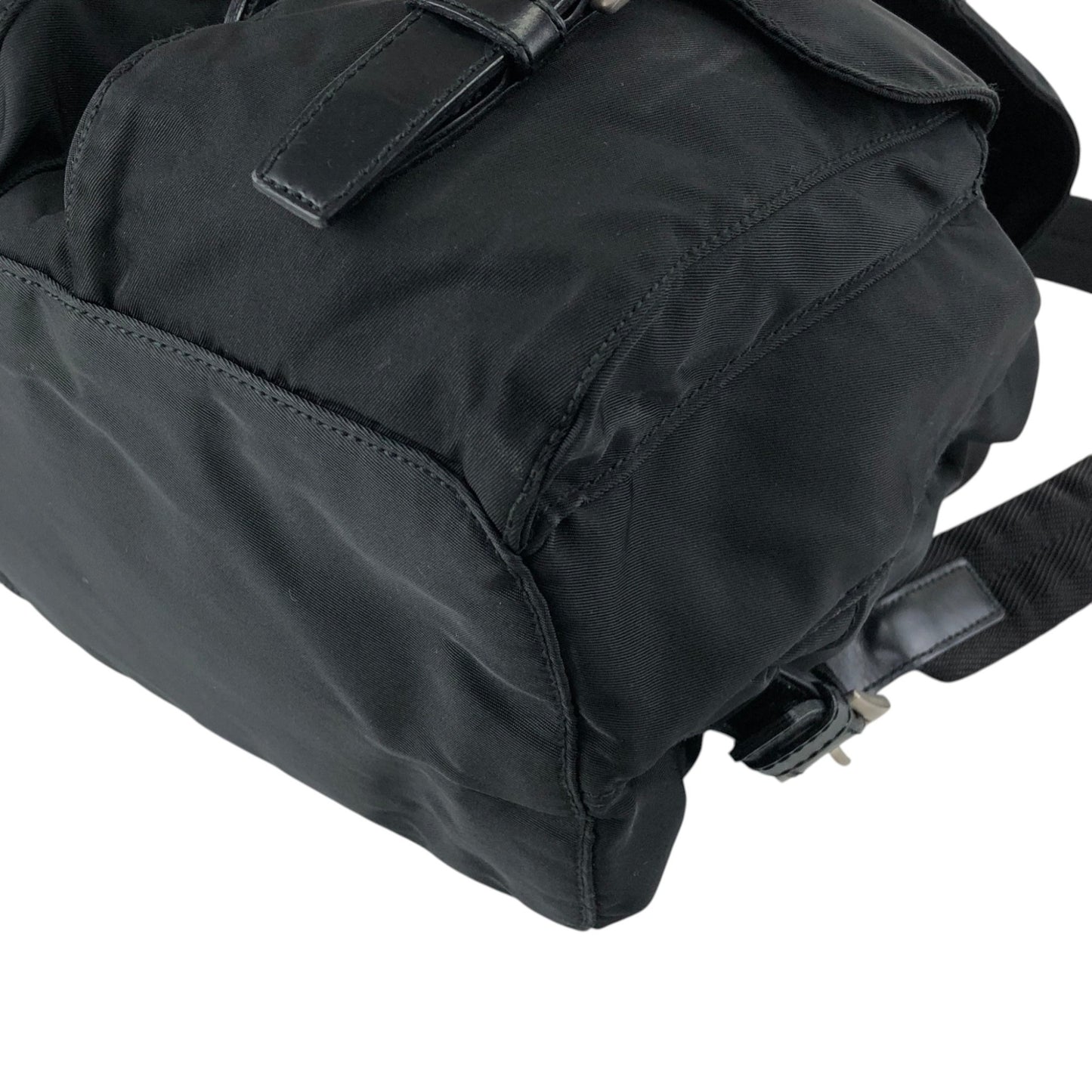 PRADA Tessuto Triangle Logo Double Pocket Backpack Black Vintage vjpnrf