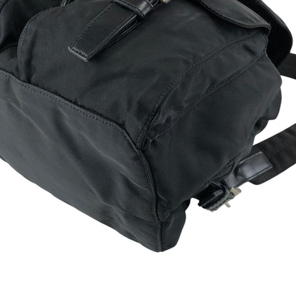 PRADA Tessuto Triangle Logo Double Pocket Backpack Black Vintage vjpnrf