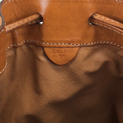 CELINE Macadam Blason Drawstring Shoulder bag Beige Vintage ci27wy