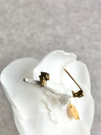 CHANEL Brooch White Vintage 7m3fh4