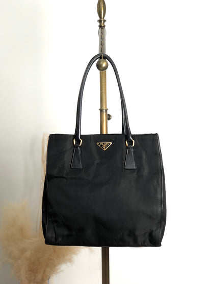 PRADA Tessuto Triangle Logo Totebag Black Vintage w67g35