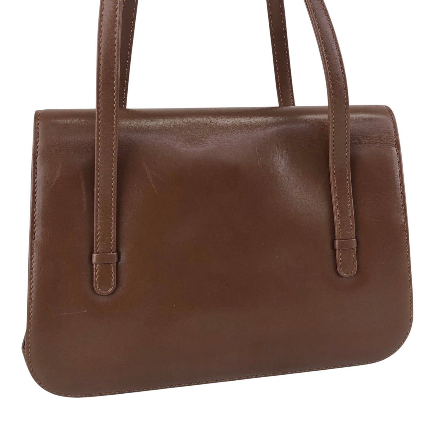 GUCCI GG Flap Handbag Brown Vintage auy3z2