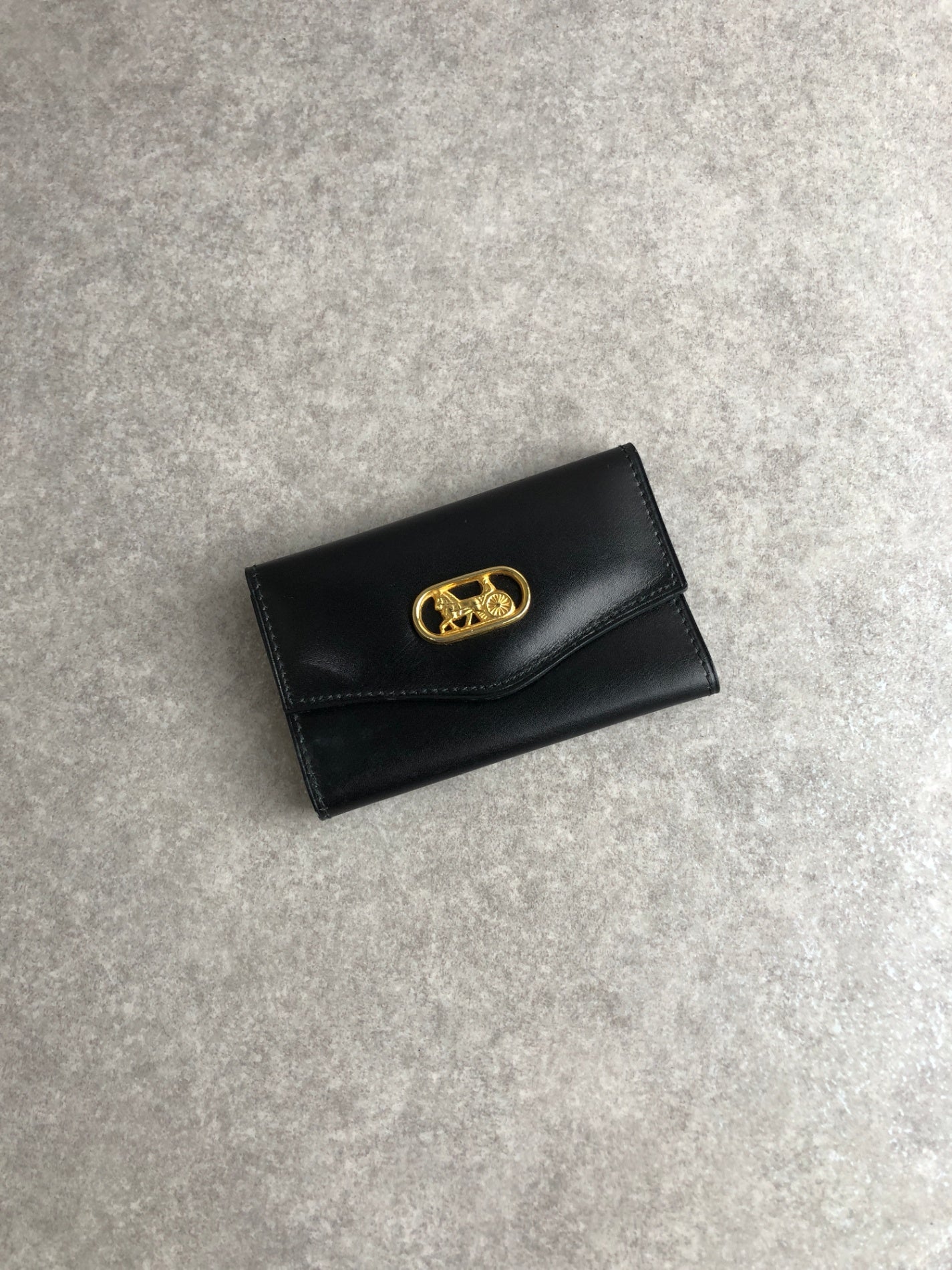 CELINE Horse Carriage Key Case Black Vintage hnhm6t
