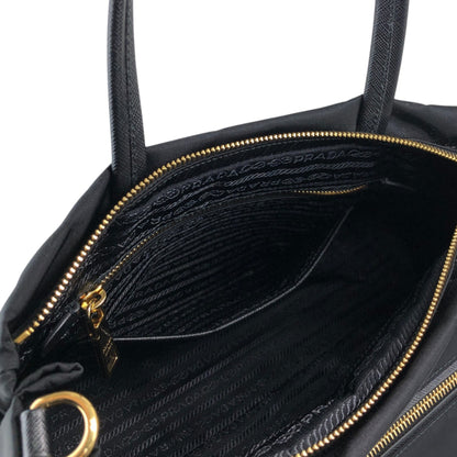 PRADA Logo Two-way Small Boston bag Shoulder bag Black Vintage 453265