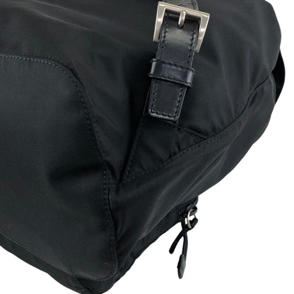 PRADA Tessuto Triangle Logo Front Buckle Backpack Black Vintage bde87k