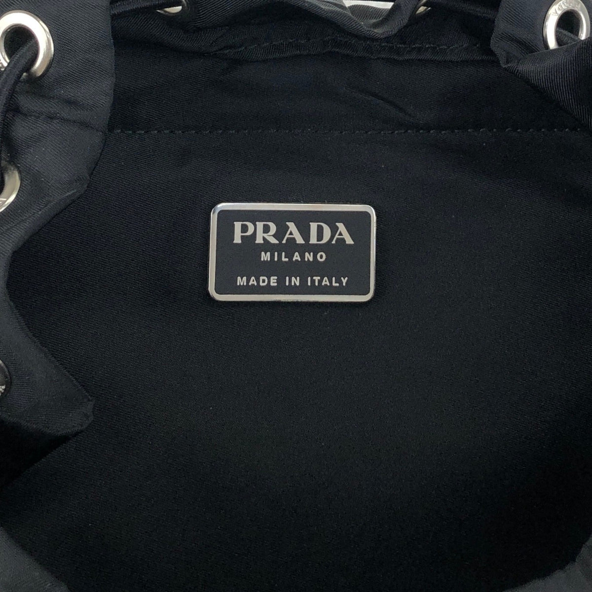 PRADA Tessuto Triangle Logo Front Buckle Backpack Black Vintage 8na4hp