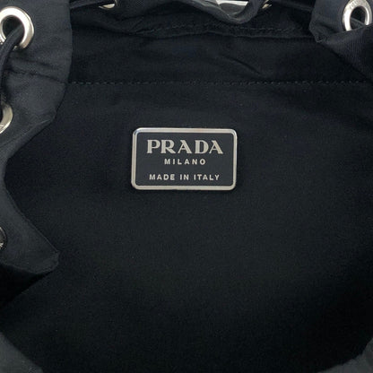 PRADA Tessuto Triangle Logo Front Buckle Backpack Black Vintage 8na4hp
