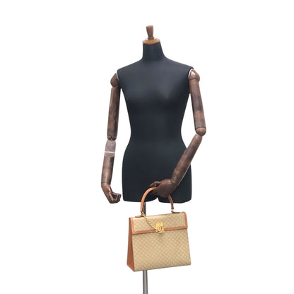 CELINE Macadam Gancini Top Handle Handbag Beige Vintage 7t3nty