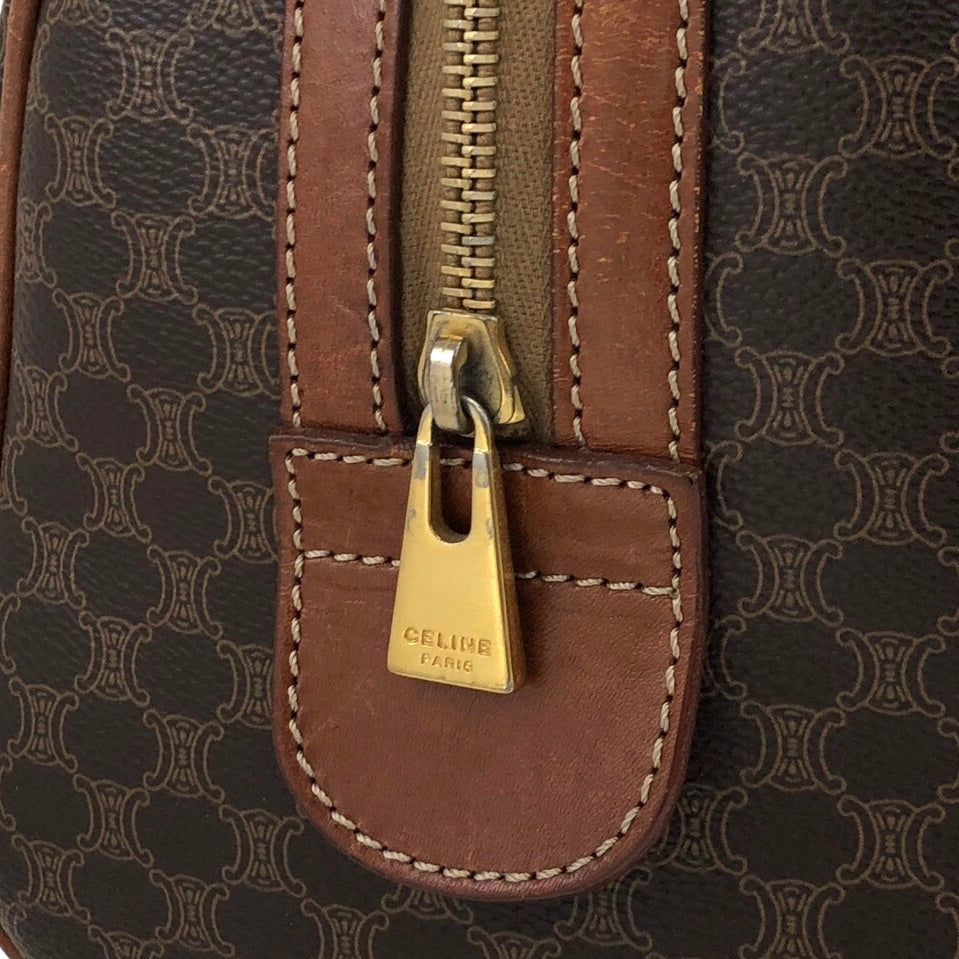 CELINE Macadam Blason Handbag Small Boston bag Brown Vintage dujsu6