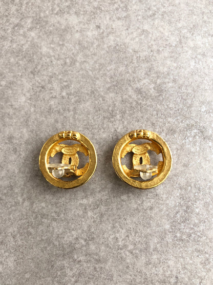 CHANEL Coco Mark Earrings Gold Vintage grrpr7