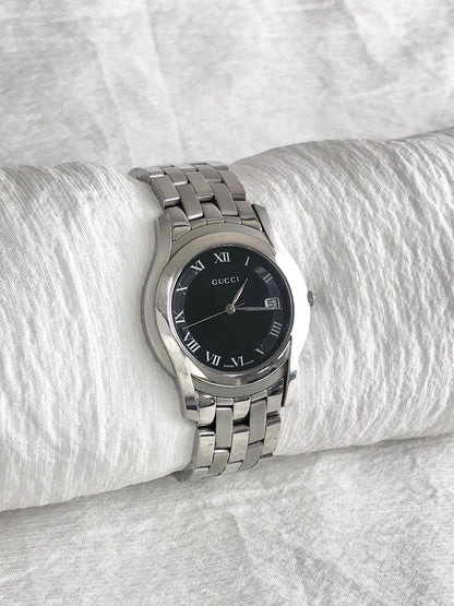 GUCCI Logo Quartz Watch Silver 5500M Vintage dxu7gw