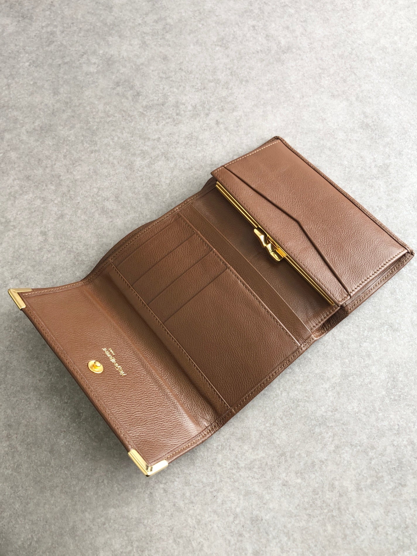 Yves Saint Laurent YSL Logo Trifold Wallet Brown Vintage bcneir