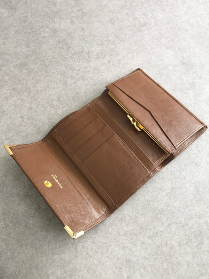 Yves Saint Laurent YSL Logo Trifold Wallet Brown Vintage bcneir