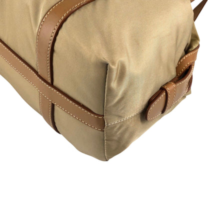 PRADA Tessuto Triangle Logo Small Boston bag Handbag Beige Vintage ib6juf