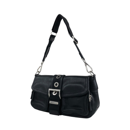 PRADA Triangle Logo Front Buckle  Shoulder bag Black Vintage  wsw3t2