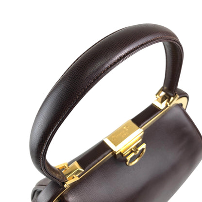 Christian Dior Gancini Metal Clasp Two-way Handbag Shoulder bag Brown Vintage pzns32