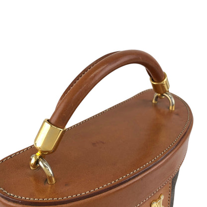 CELINE Macadam Triomphe Two-way Shoulder bag Vanity bag Brown Vintage tbvwcr