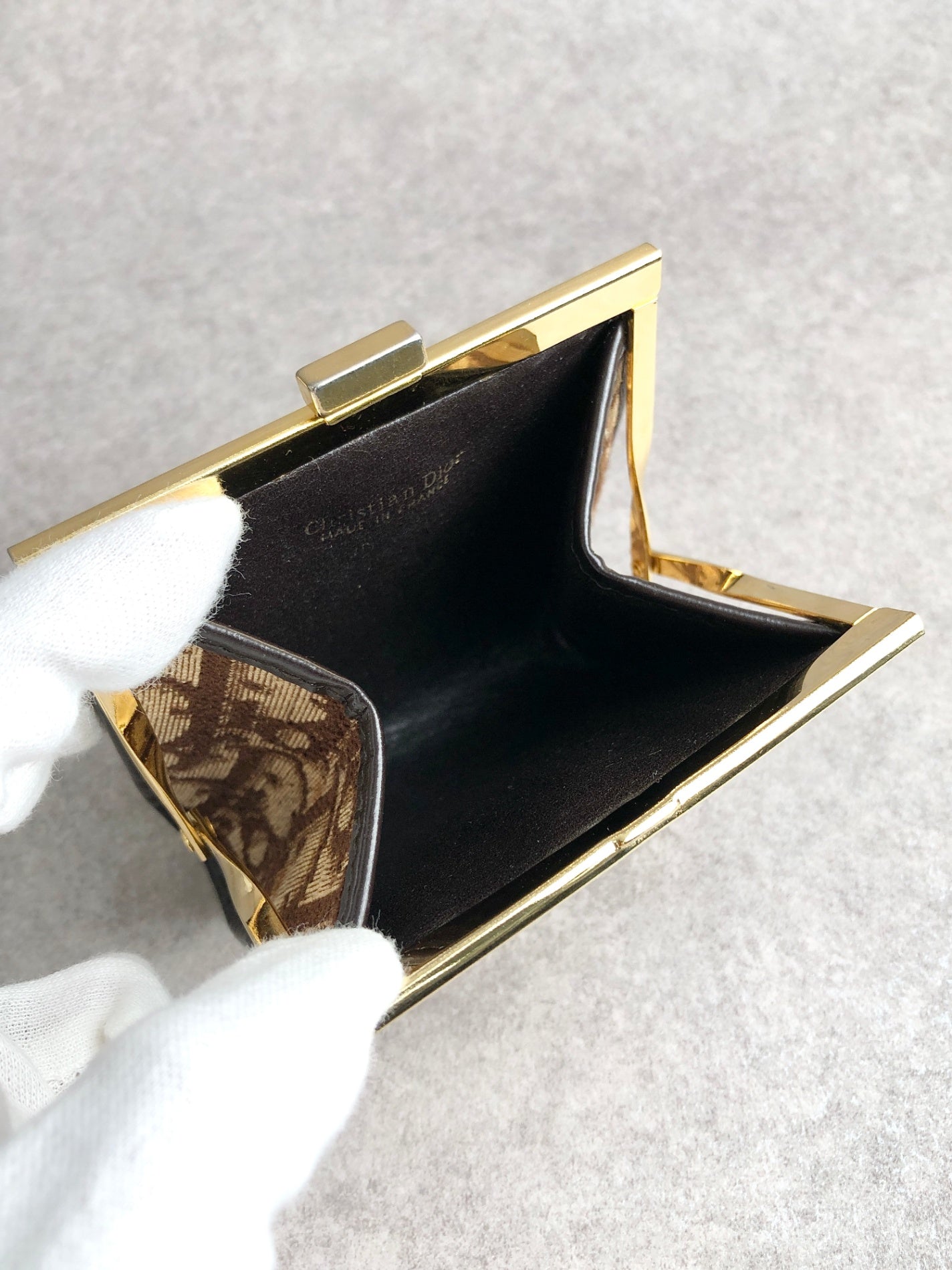 Christian Dior Trotter Metal Clasp Coin Purse Brown Vintage mtshiw