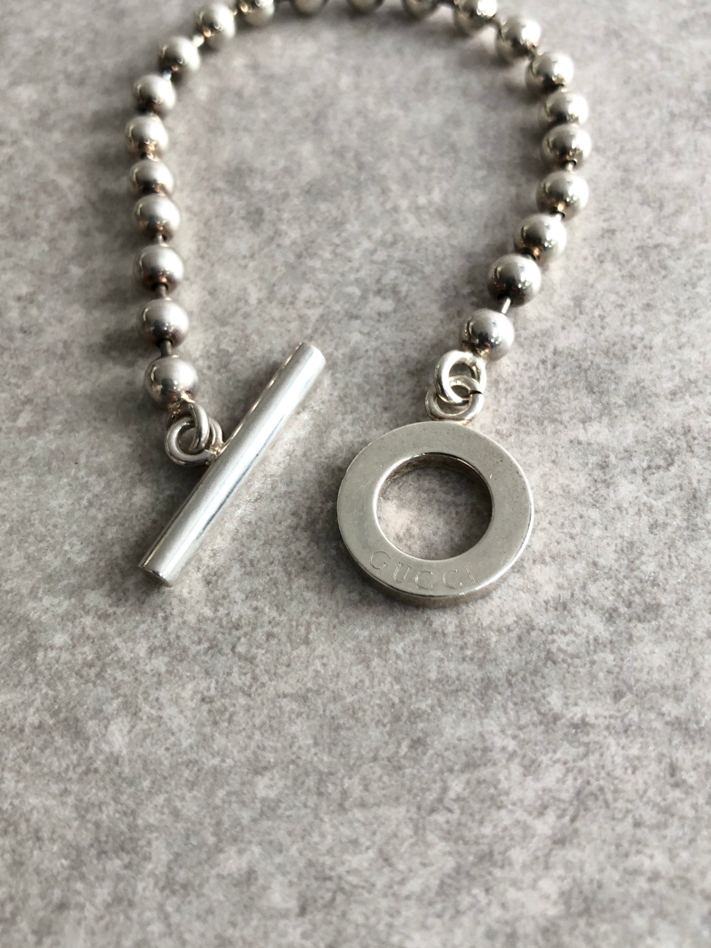 GUCCI Logo Bracelet Silver Vintage x5scvr