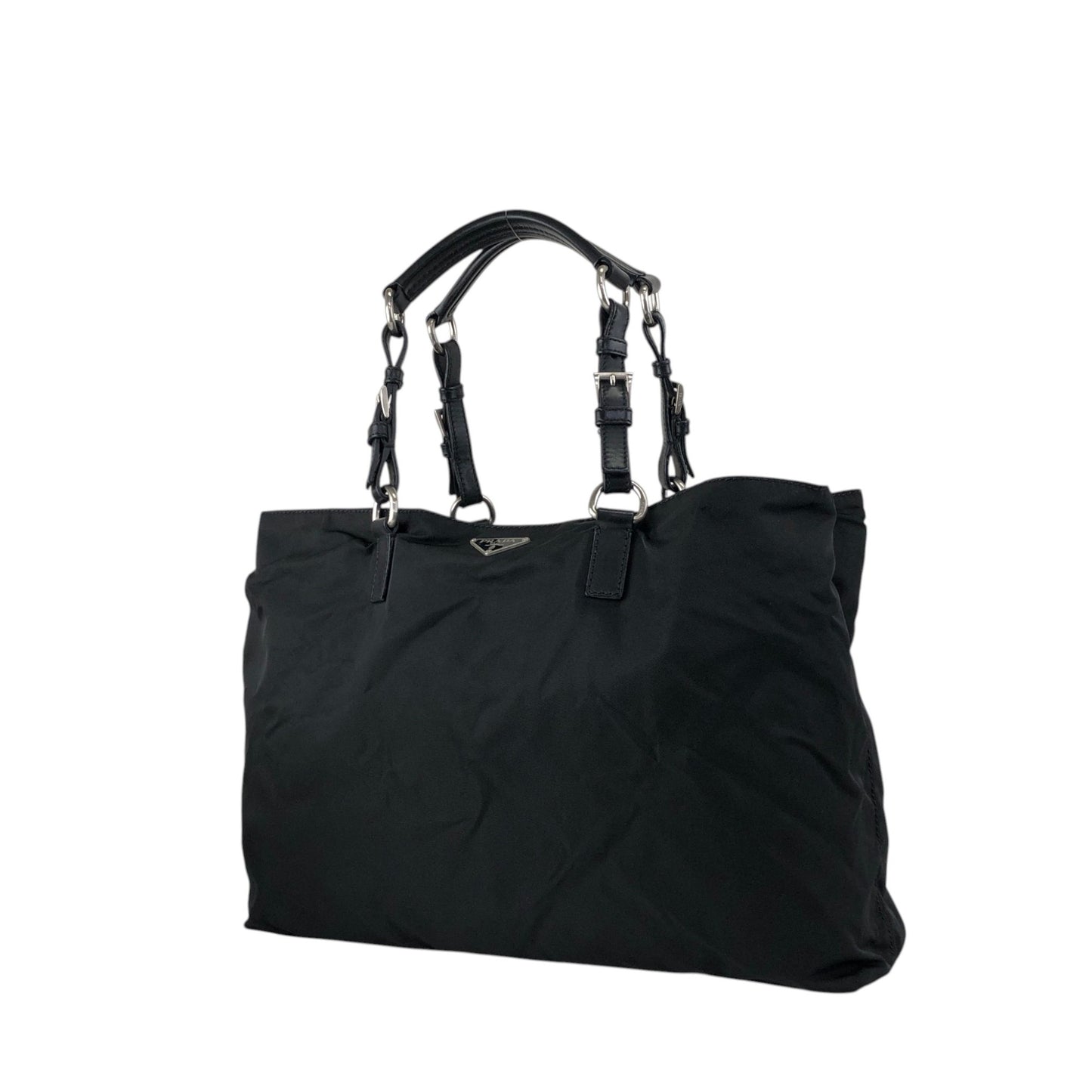PRADA Tessuto Triangle Logo Totebag Black Vintage 4f8fnv