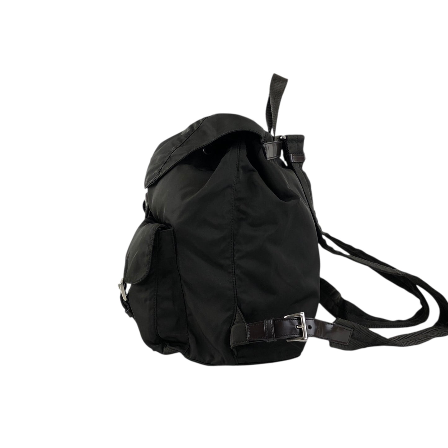 PRADA Tessuto Triangle Logo Double Pocket Backpack Khaki Vintage kyhxt3