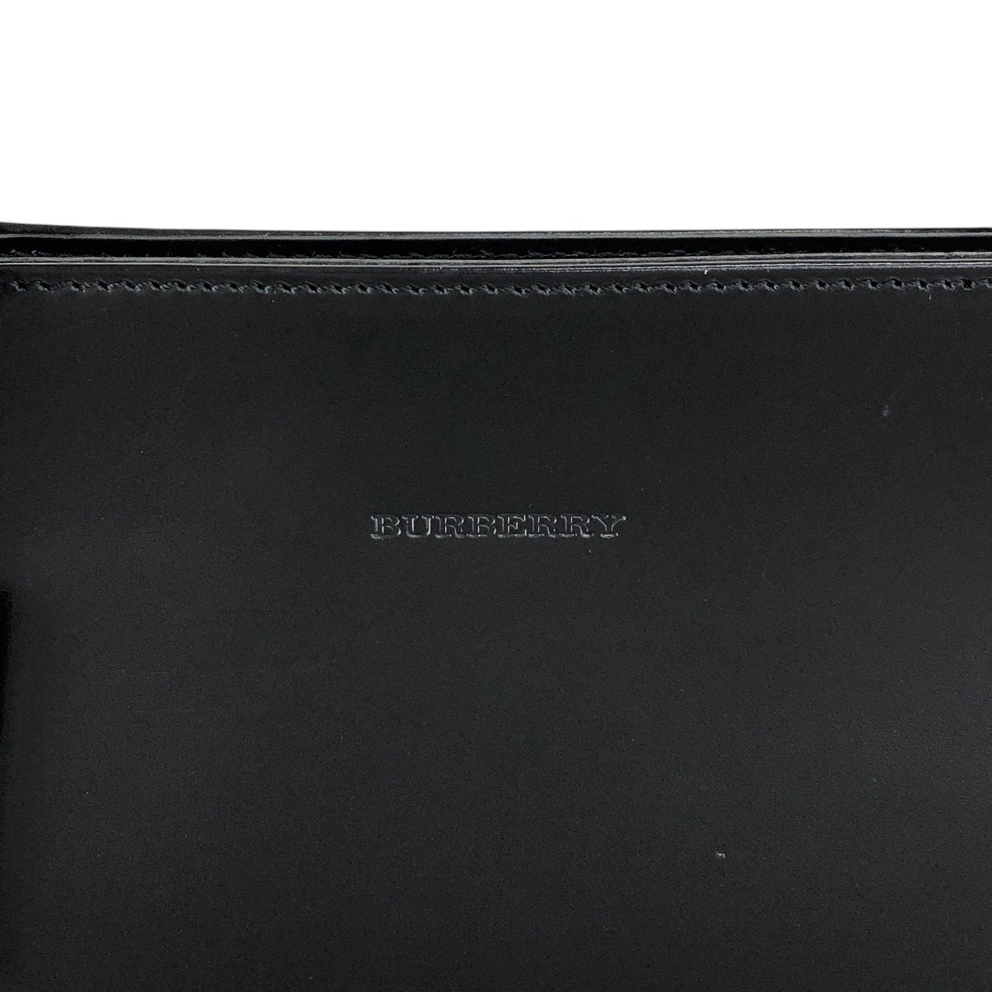 BURBERRY Logo Embossed Handbag Totebag Black Vintage 7vx6m6