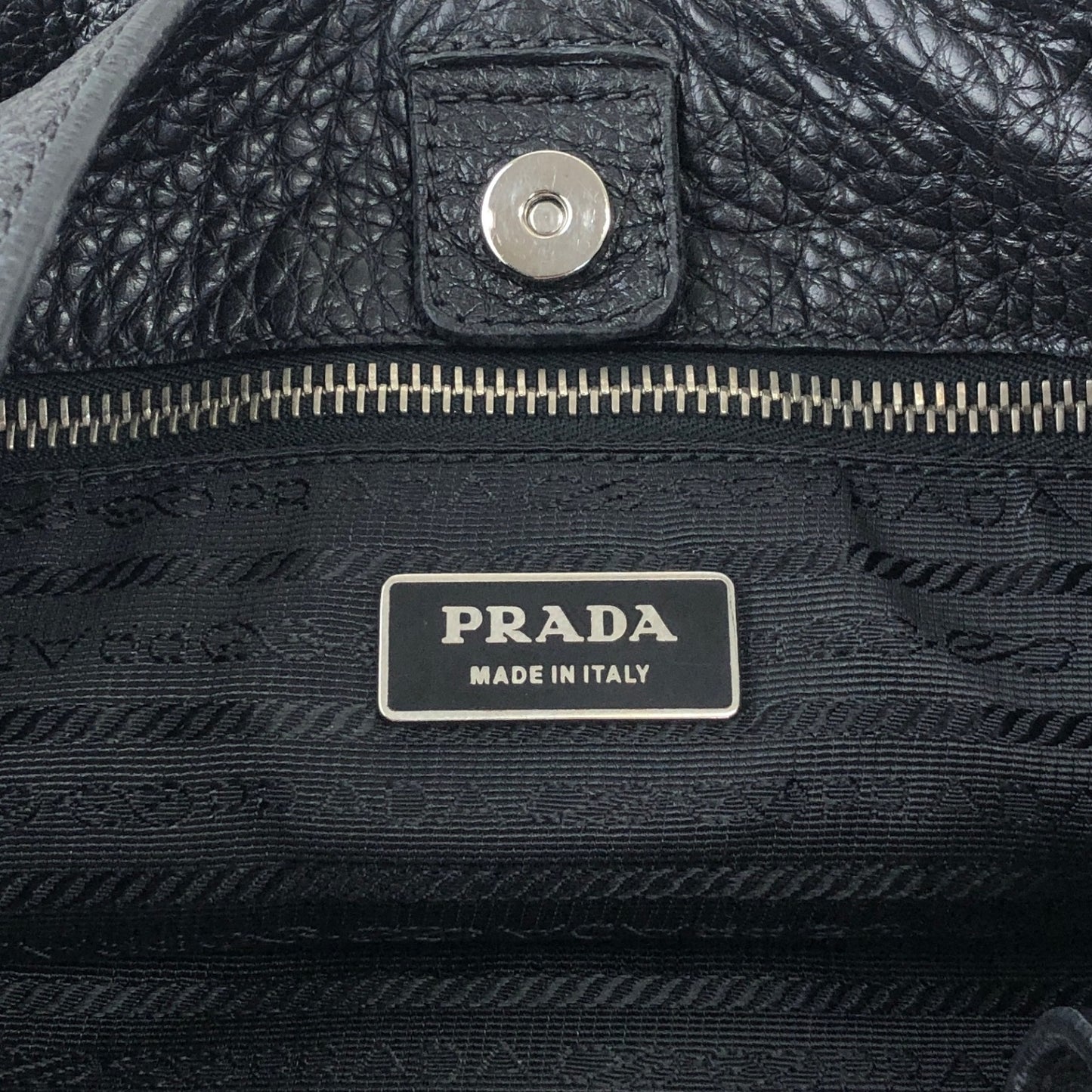 PRADA Logo Embossed Shoulder bag Hobobag Black Vintage ffhn2u