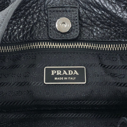 PRADA Logo Embossed Shoulder bag Hobobag Black Vintage ffhn2u