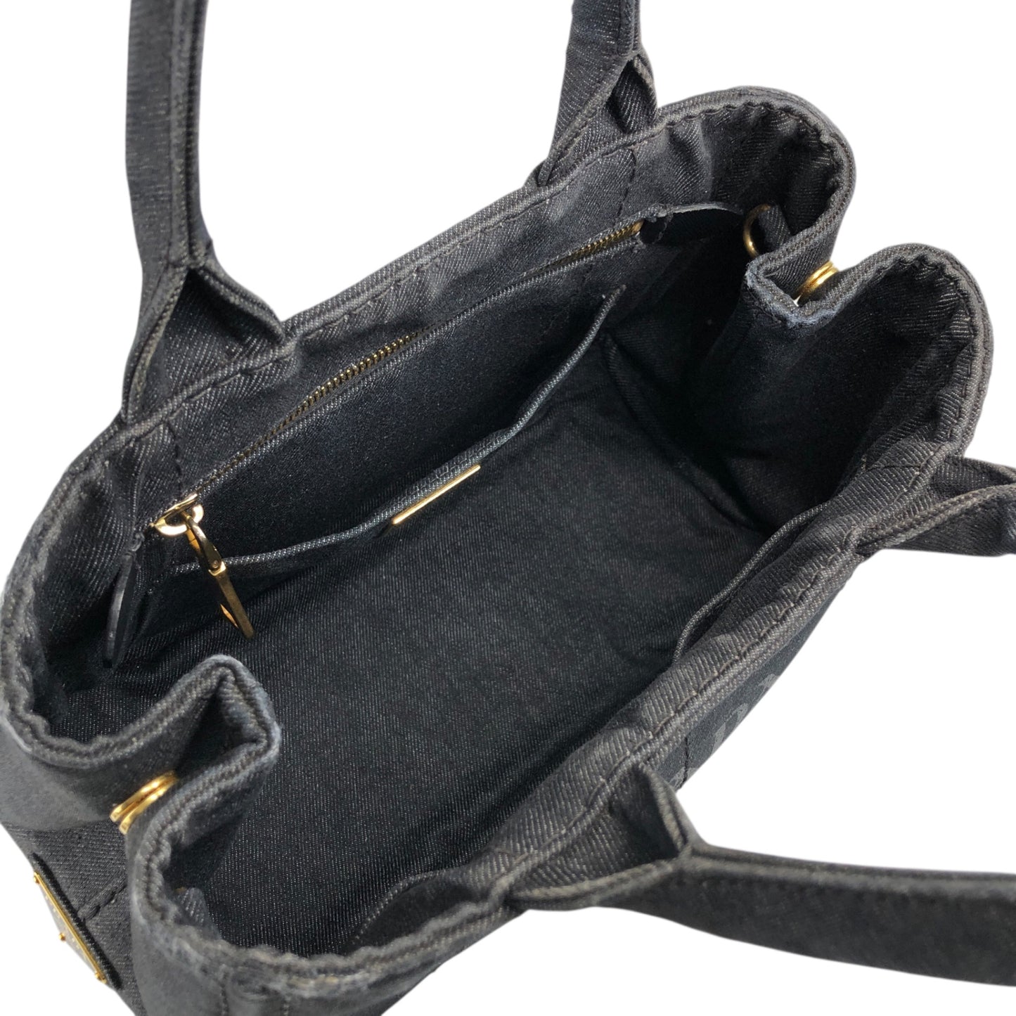 PRADA Canapa Two-way Handbag Shoulder bag Black Vintage ngejs5