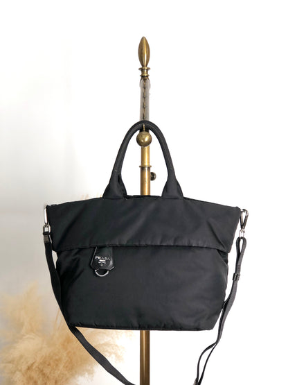 PRADA Tessuto Triangle Logo Two-way Handbag Shoulder bag Black BN1959 Vintage 3tmht8