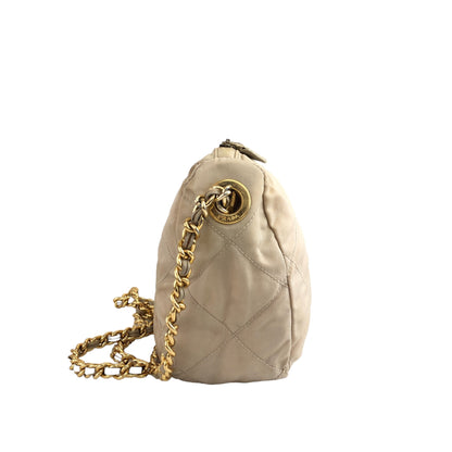 PRADA Triangle Logo  Nylon Chain Shoulder bag Beige Vintage eyiyyt