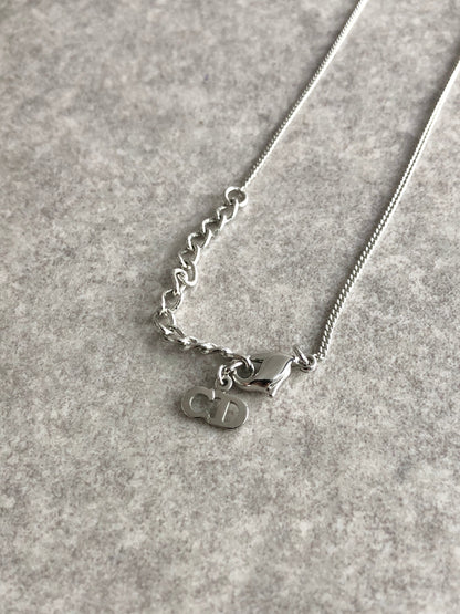 Christian Dior Logo Motif Necklace Silver Vintage g857nc