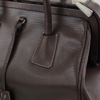 PRADA Metal Clasp Handbag Brown Vintage zwwp2k