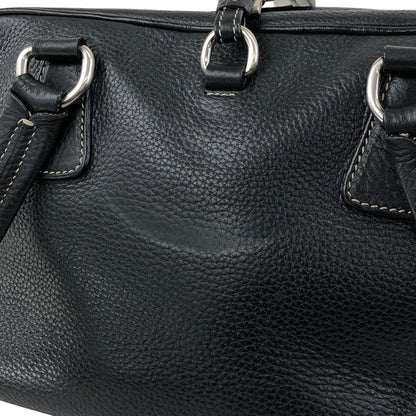 PRADA Logo Embossed Small Boston bag Handbag Black Vintage wuztbm