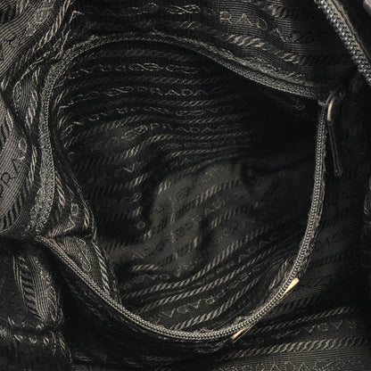 PRADA Triangle Logo Nylon Leather Hobobag Shoulder bag Black Vintage un6hfw