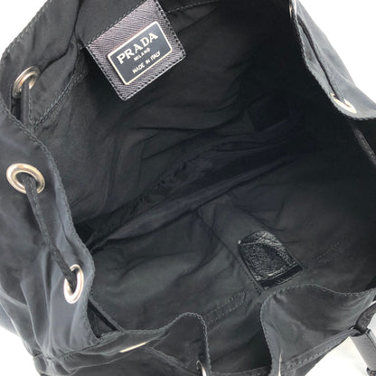 PRADA Triangle Logo Double Pocket Backpack Black Vintage k6vxbj