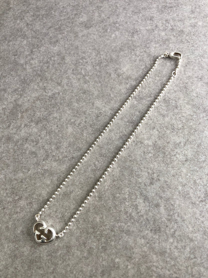 GUCCI Interlocking SILVER925 Necklace Silver Vintage 86xzbs