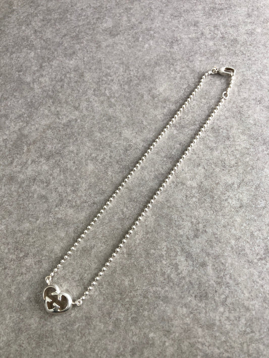GUCCI Interlocking SILVER925 Necklace Silver Vintage 86xzbs