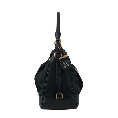 PRADA Logo Front Buckle Shoulder bag Black Vintage rv2srn