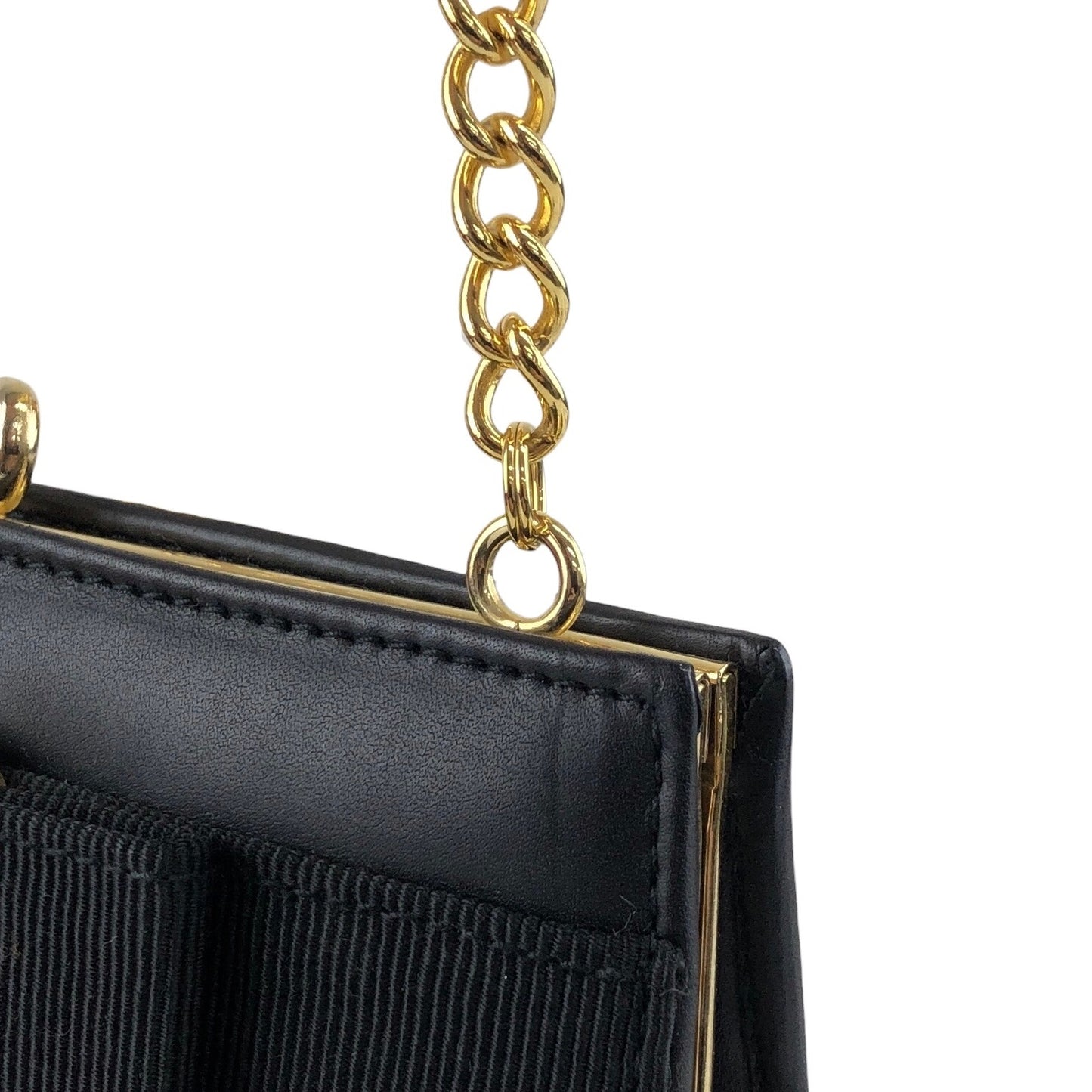 Salvatore Ferragamo Vala Ribbon Small Chain Shoulder bag Black Vintage y5f4jw