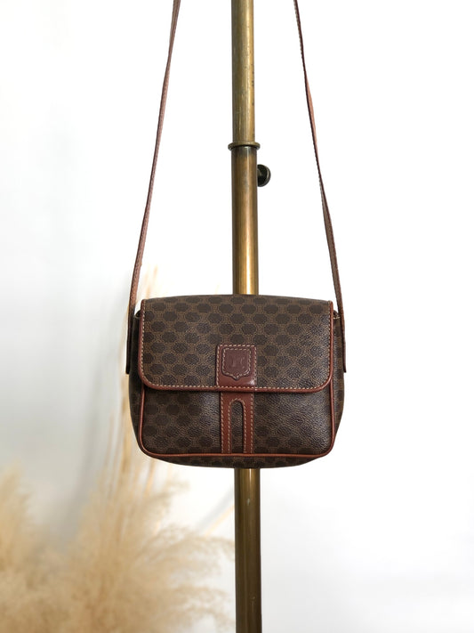CELINE Macadam Blason Shoulder bag Brown Vintage 2d8taf