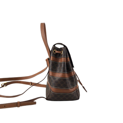 CELINE Macadam Logo Embossed Backpack Brown Vintage fbhpns