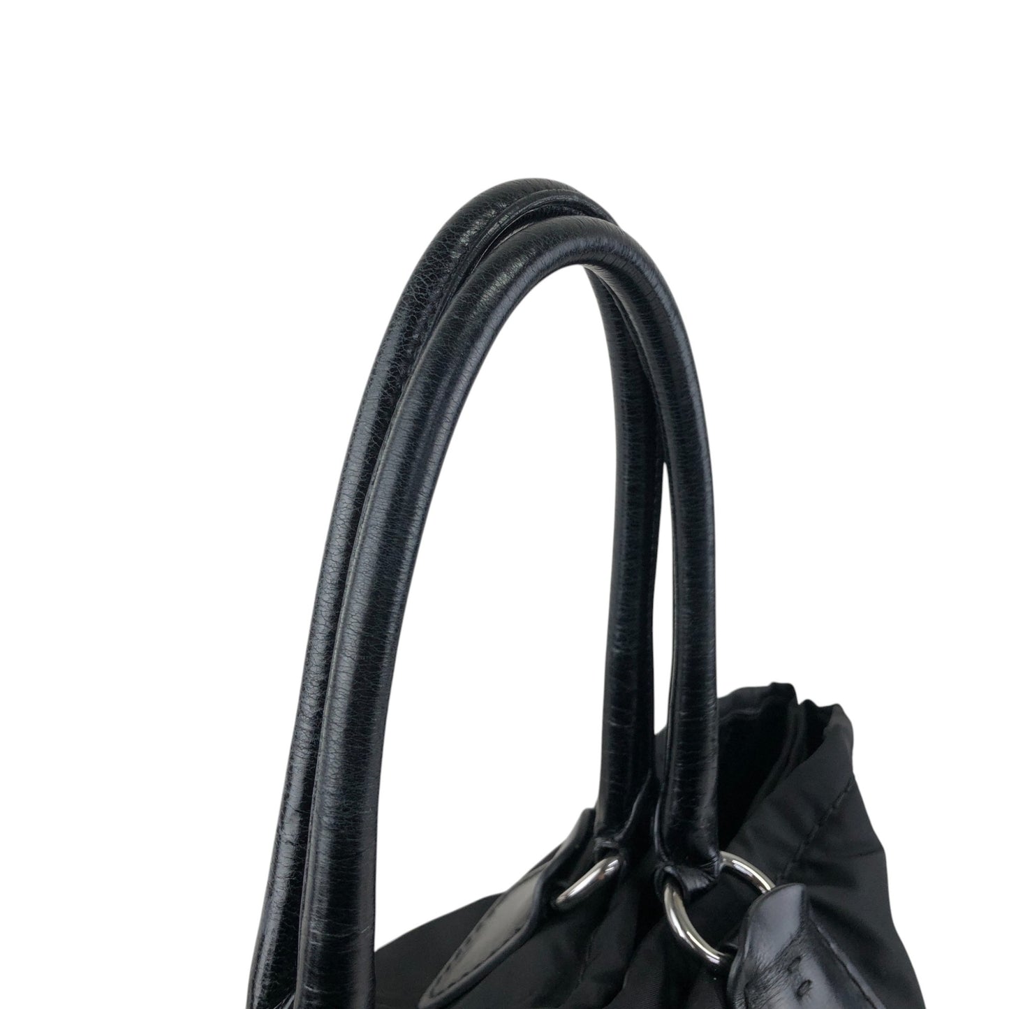 PRADA Triangle Logo Handbag Totebag Black Vintage wd67a4