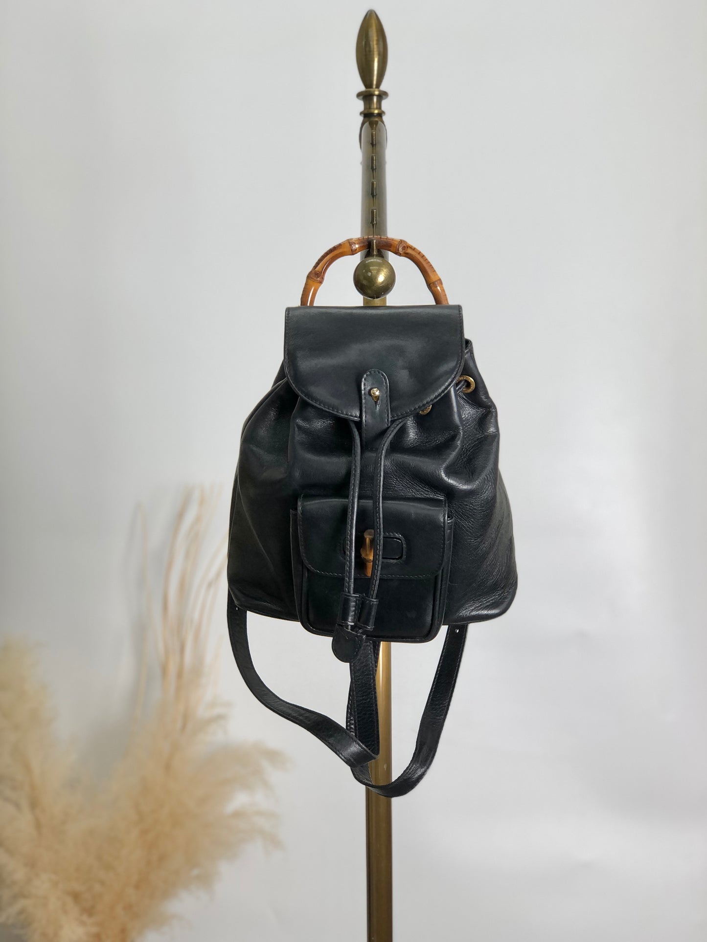 GUCCI Bamboo Backpack Black Vintage rhm2ys