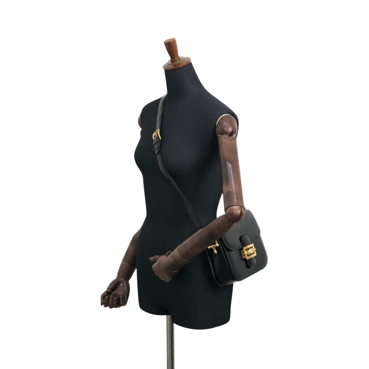 CELINE Horse Bit Shoulder bag Black Vintage jh7wiz